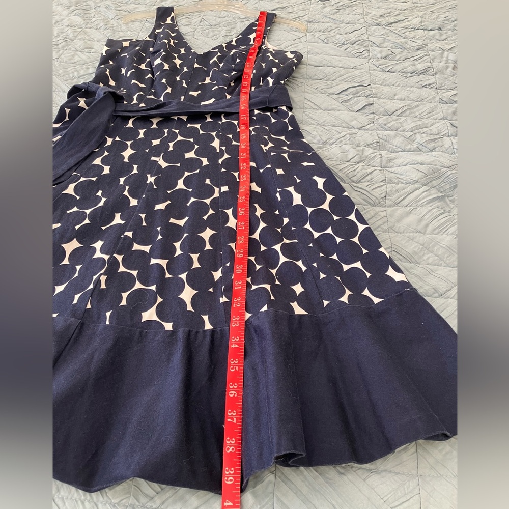 Navy polka dotted belted dress, Nine West size 10 - Picture 10 of 12
